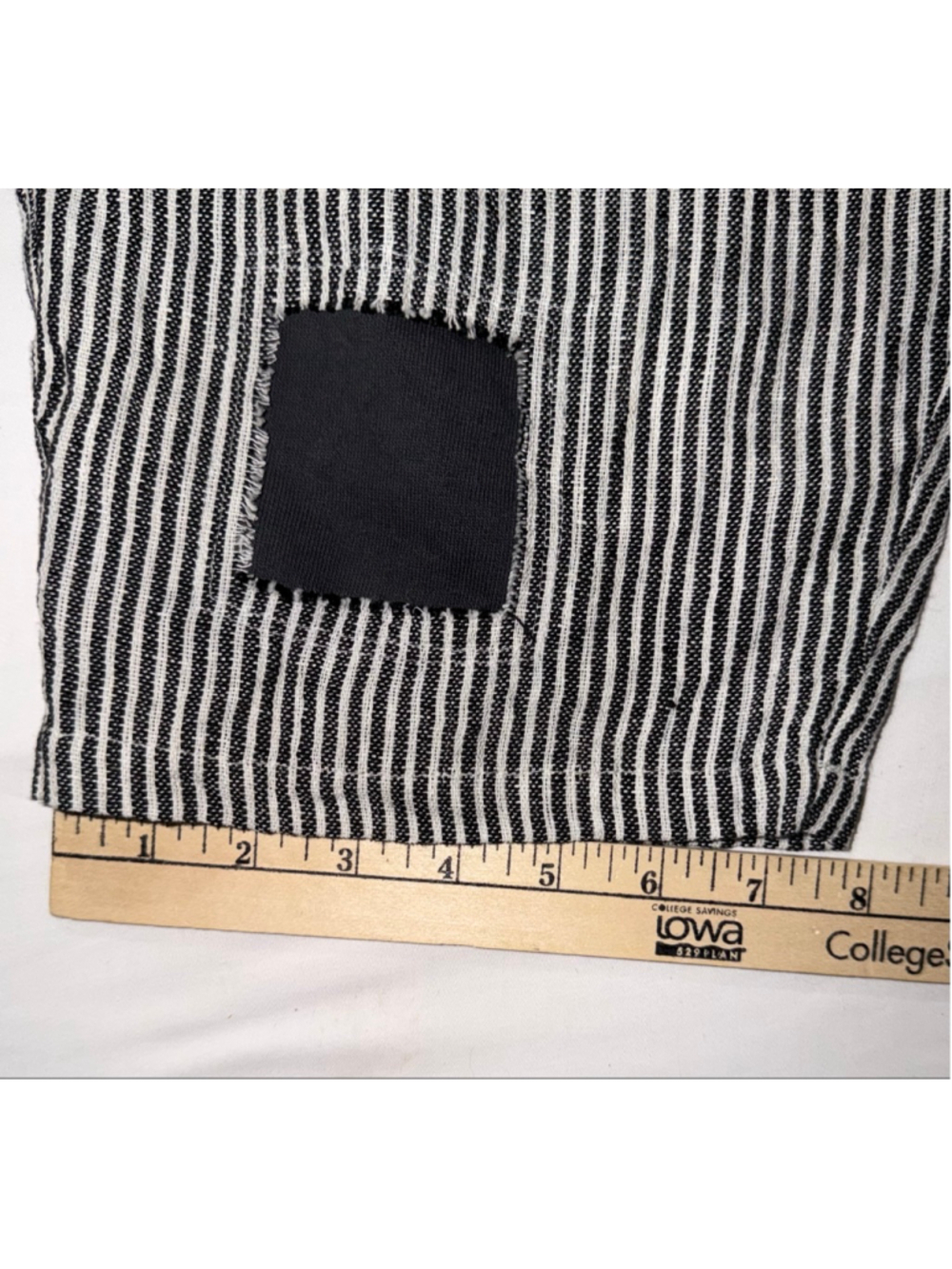 Paper Lace Small Women NWT Stripe 100% Linen Patchwork Crop Pants Lagenlook Art - Picture 9 of 12